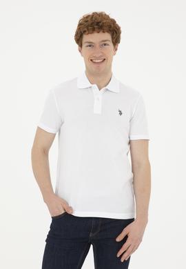 Erkek Slim Fit Polo Yaka Beyaz Basic Tişört - 50279573051