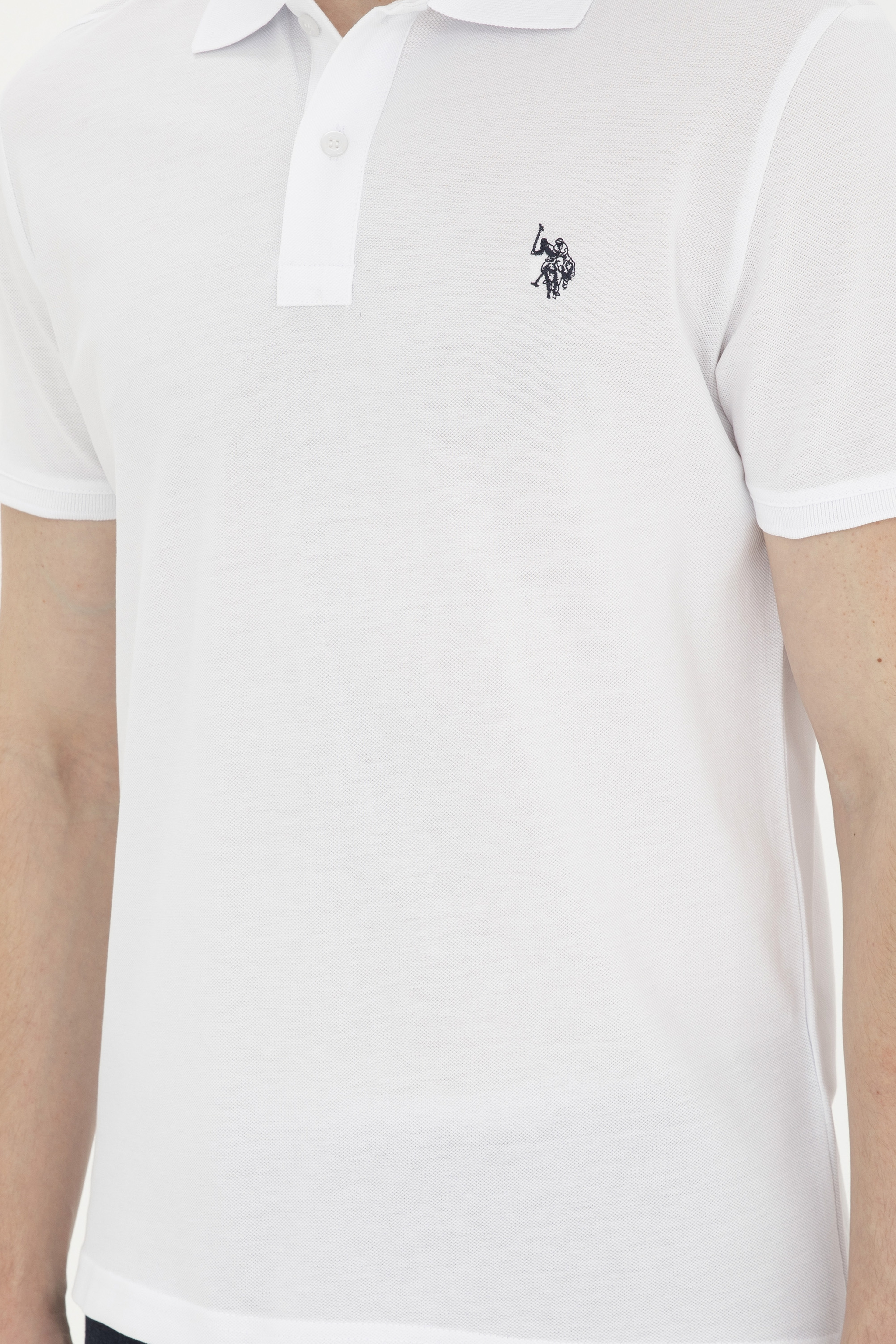 Erkek Slim Fit Polo Yaka Beyaz Basic Tişört - Image 6