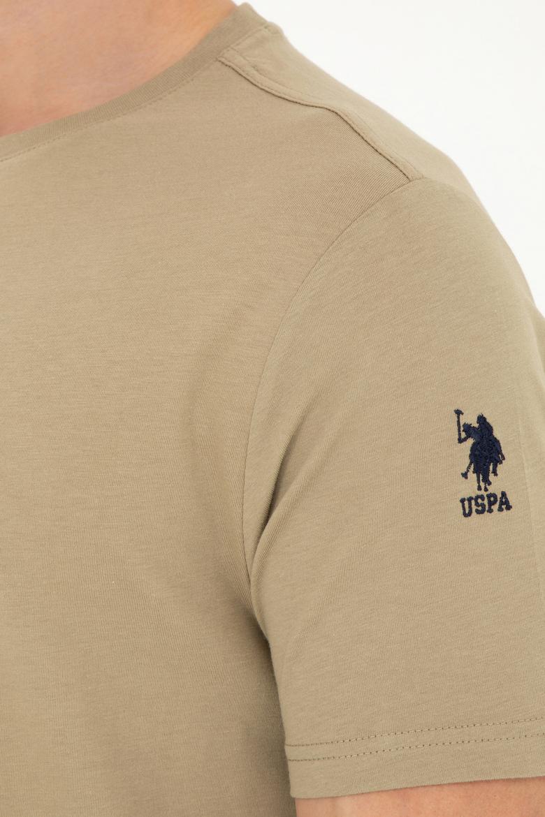 Erkek Regular Fit Bisiklet Yaka Haki Basic Tişört - 50284618046