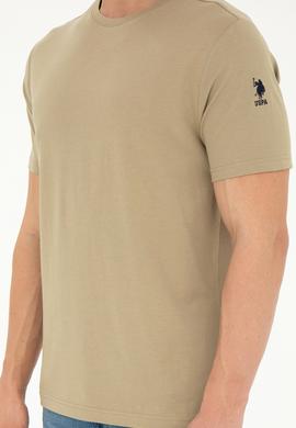 Erkek Regular Fit Bisiklet Yaka Haki Basic Tişört - 50284618046