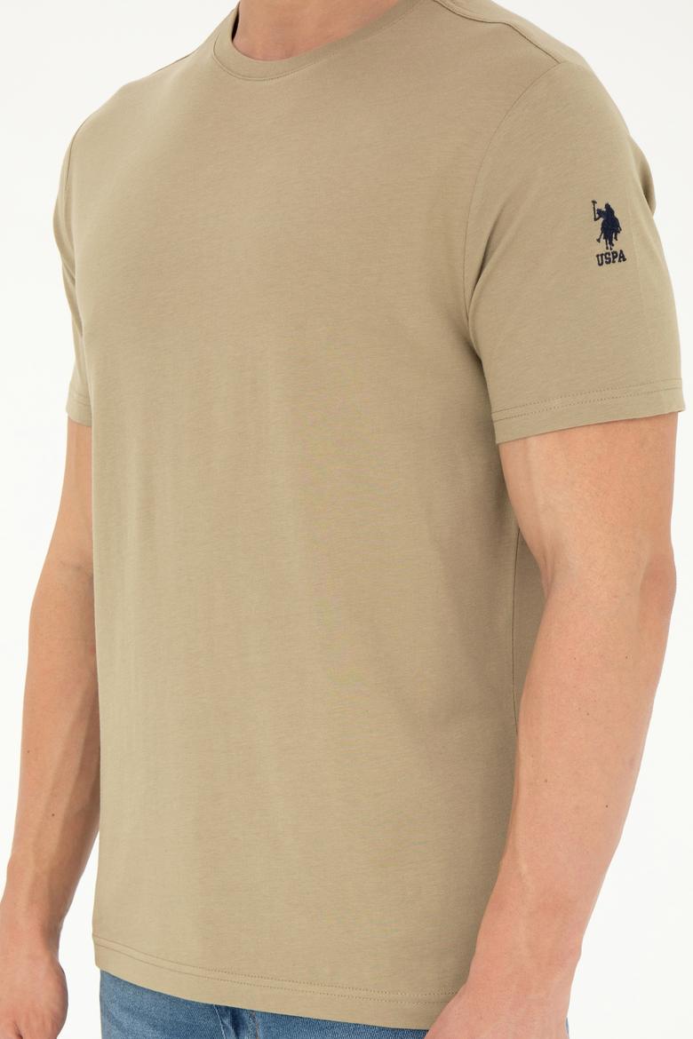 Erkek Regular Fit Bisiklet Yaka Haki Basic Tişört - 50284618046