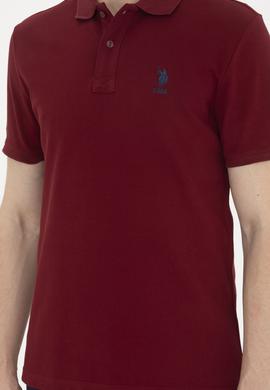Erkek Slim Fit Polo Yaka Bordo Basic Tişört - 50263238414