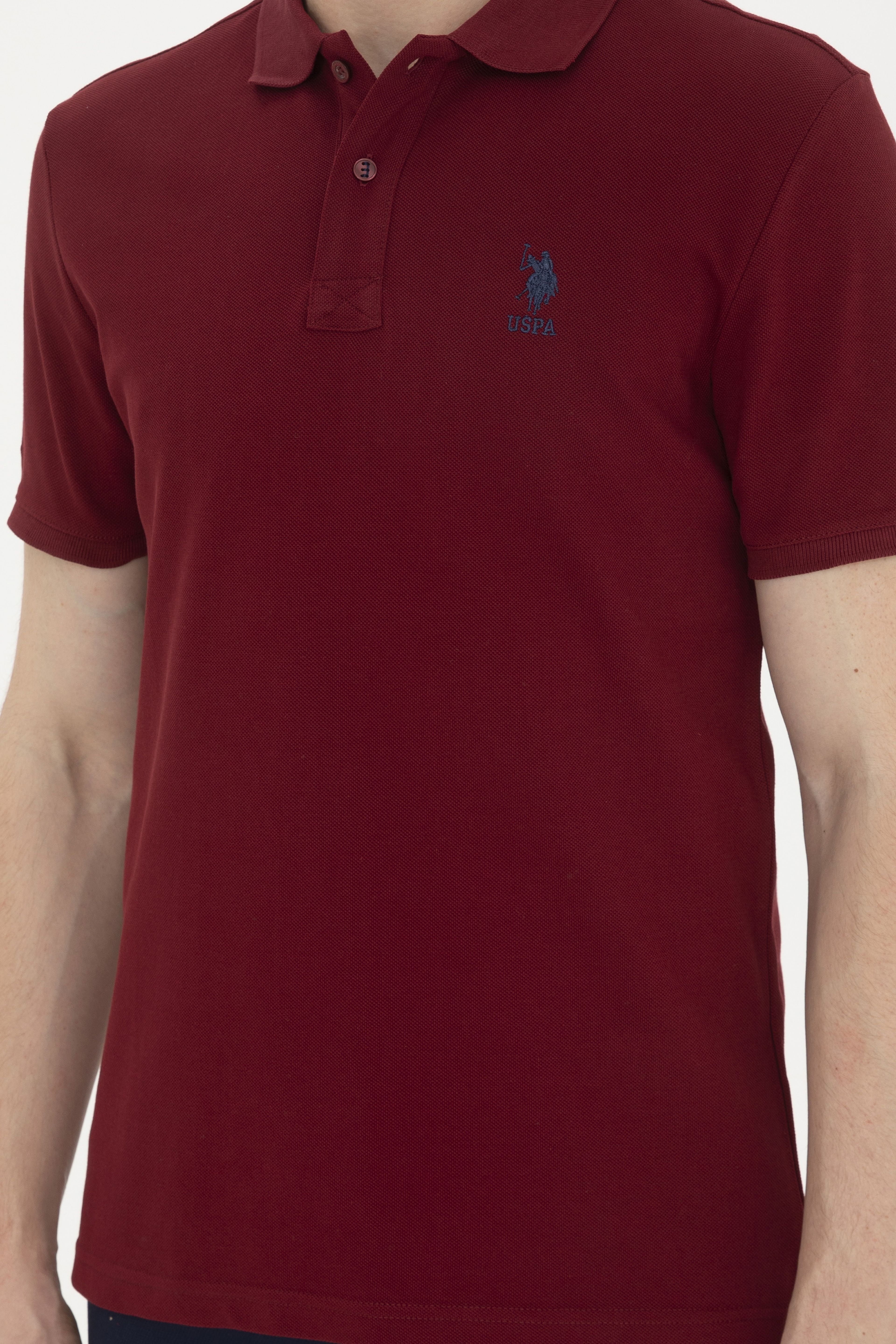 Erkek Slim Fit Polo Yaka Bordo Basic Tişört