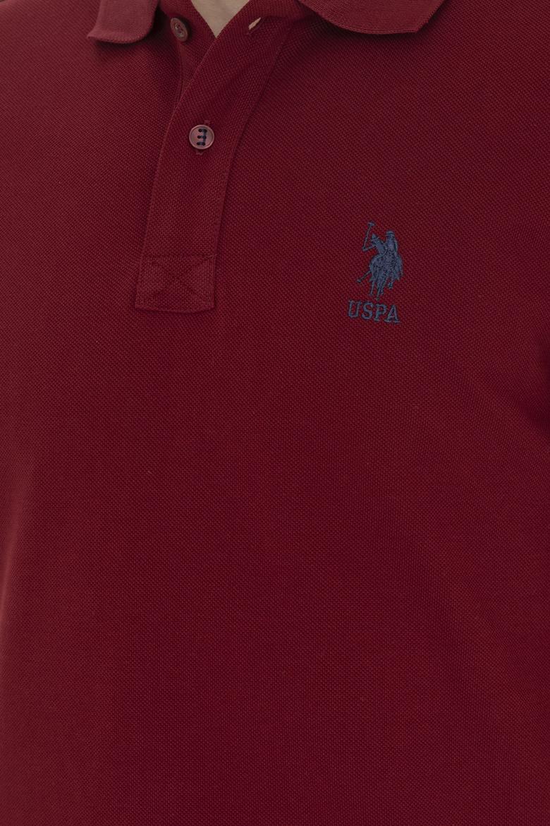 Erkek Slim Fit Polo Yaka Bordo Basic Tişört - 50263238414