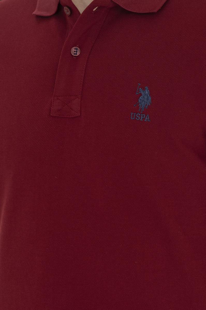 Erkek Slim Fit Polo Yaka Bordo Basic Tişört