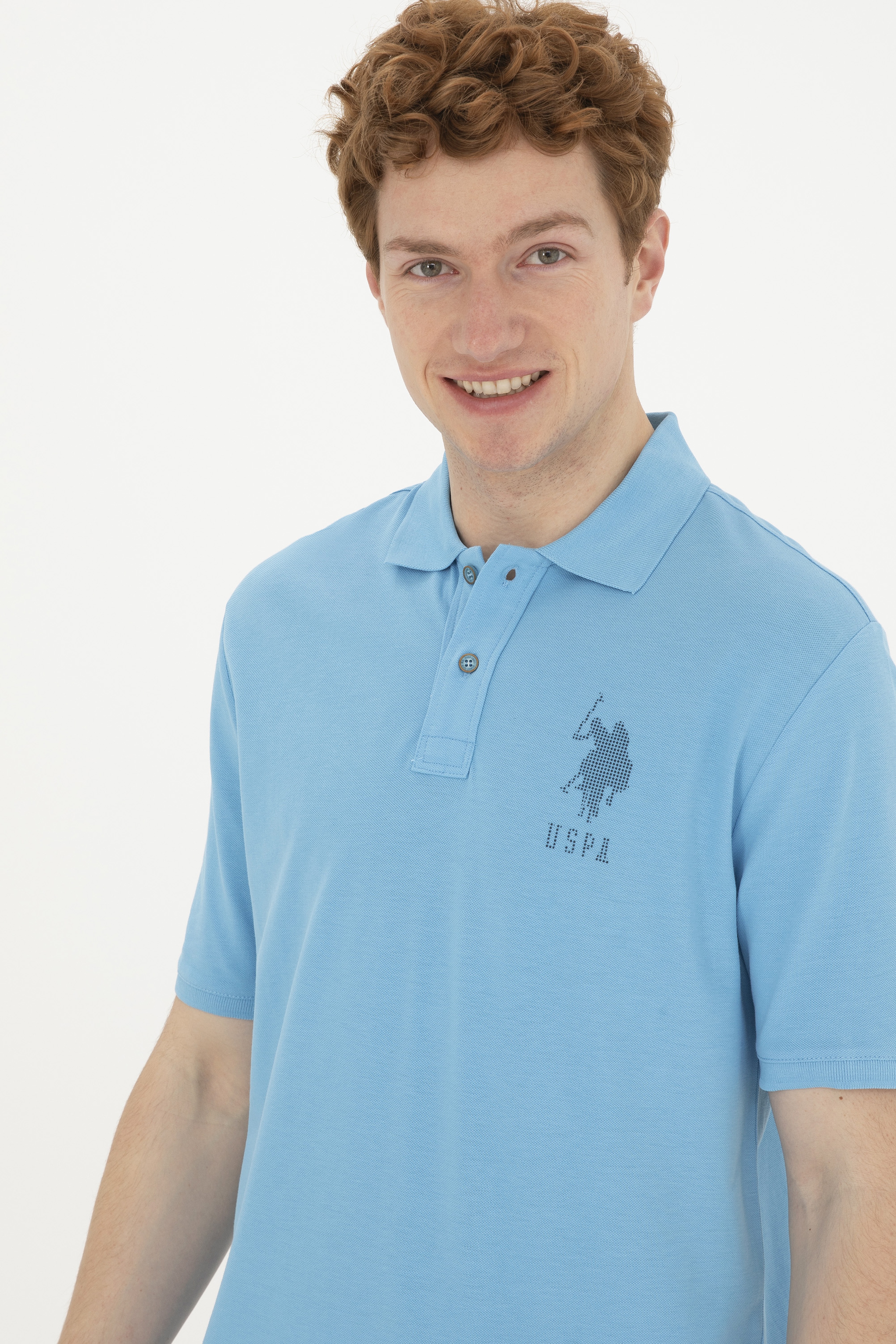 Erkek Regular Fit Polo Yaka Turkuaz Tişört - Image 2