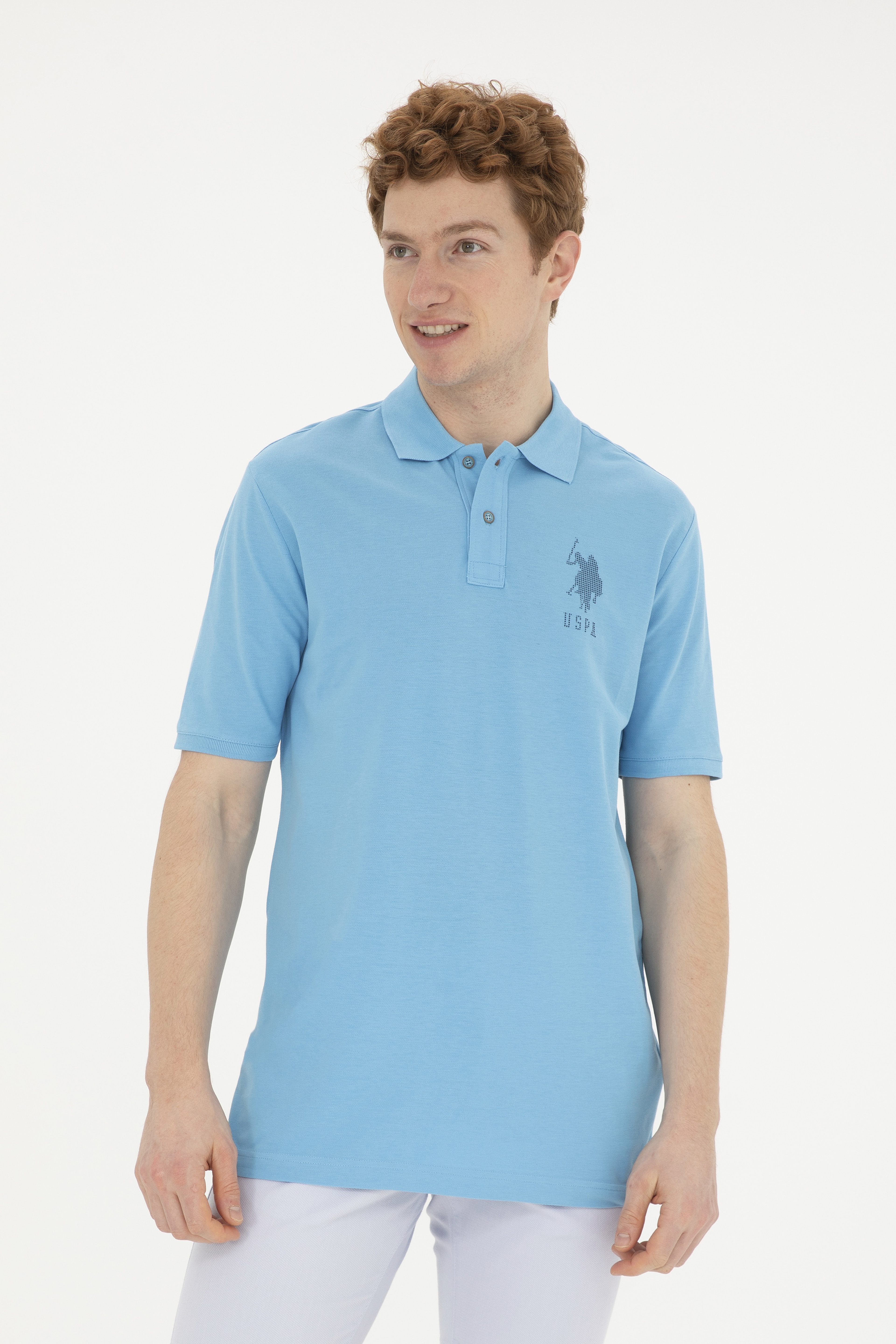 Erkek Regular Fit Polo Yaka Turkuaz Tişört - Image 3