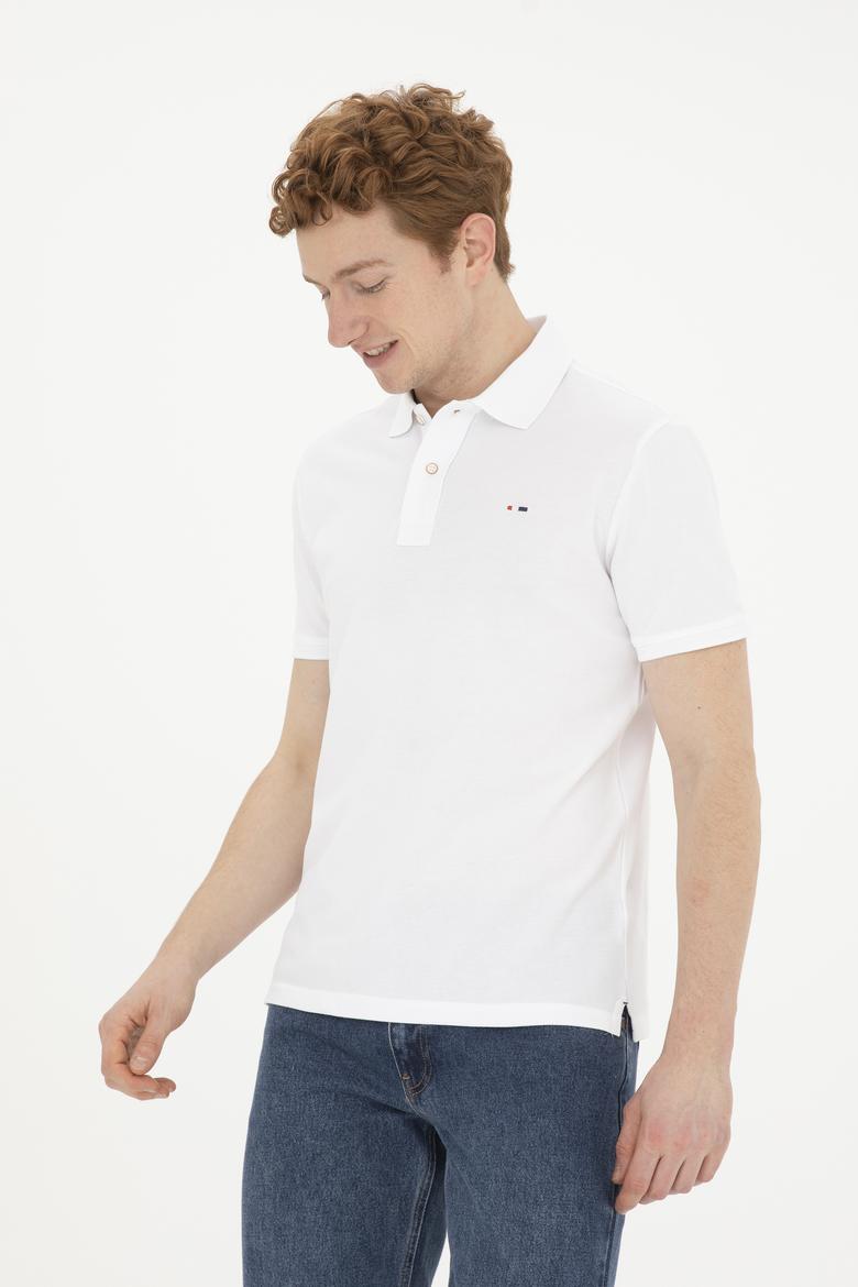 Erkek Beyaz Basic Polo Yaka Tişört - 50267011035