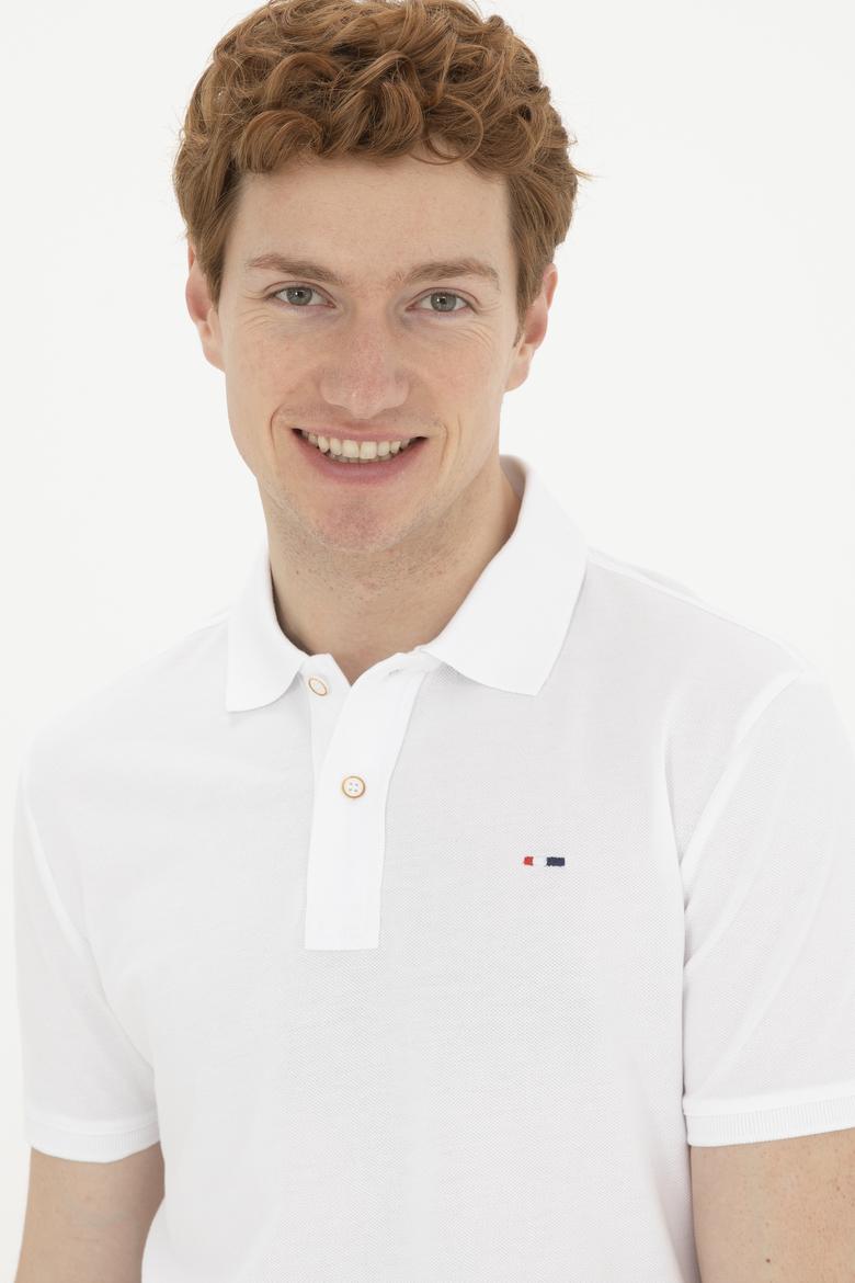 Erkek Beyaz Basic Polo Yaka Tişört - 50267011035