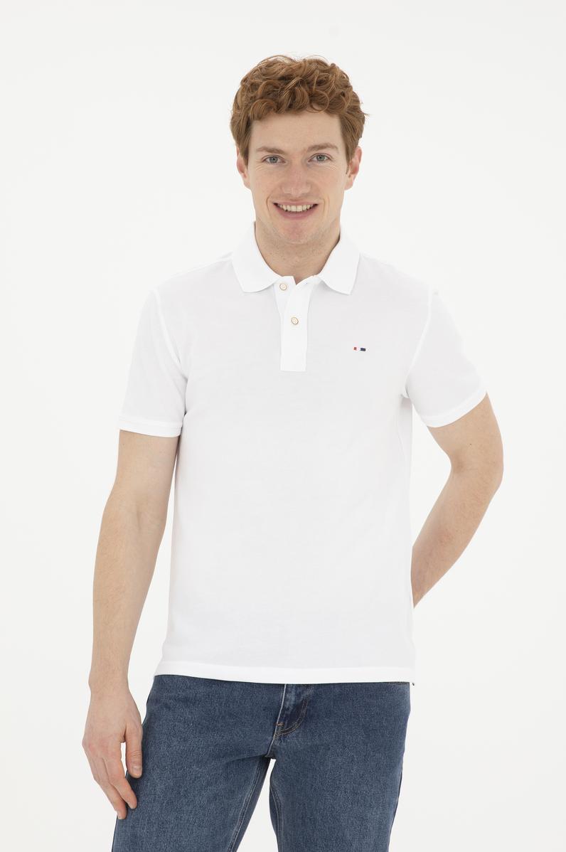 Erkek Beyaz Basic Polo Yaka Tişört