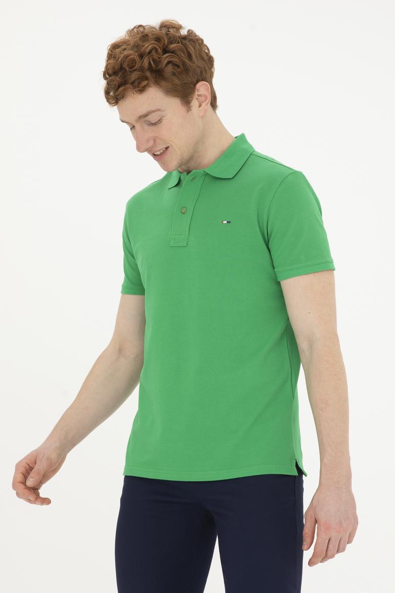 Erkek Elma Yeşili Basic Polo Yaka Tişört