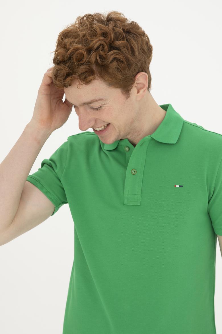 Erkek Elma Yeşili Basic Polo Yaka Tişört - 50267011100