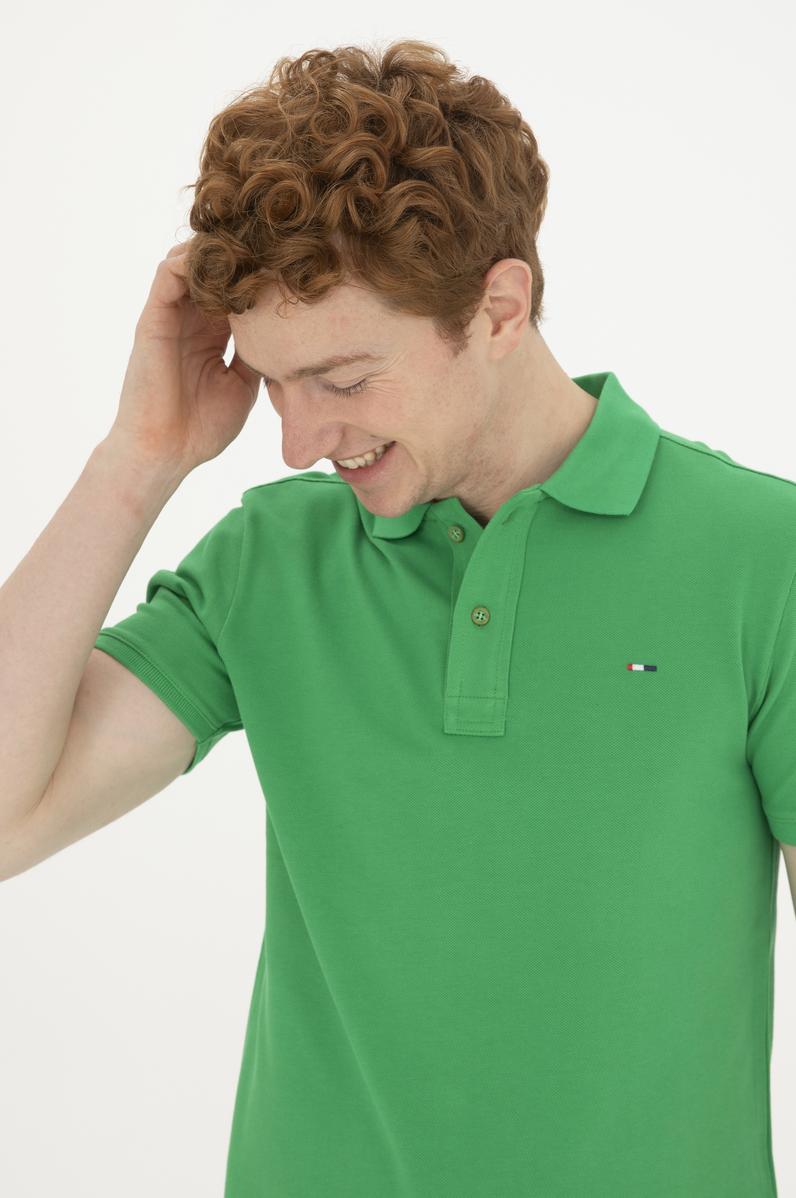 Erkek Elma Yeşili Basic Polo Yaka Tişört