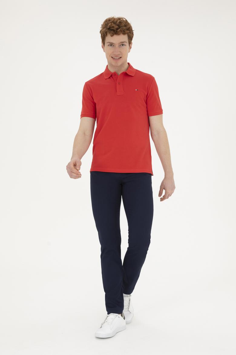 Erkek Kırmızı Basic Polo Yaka Tişört - 50267011275
