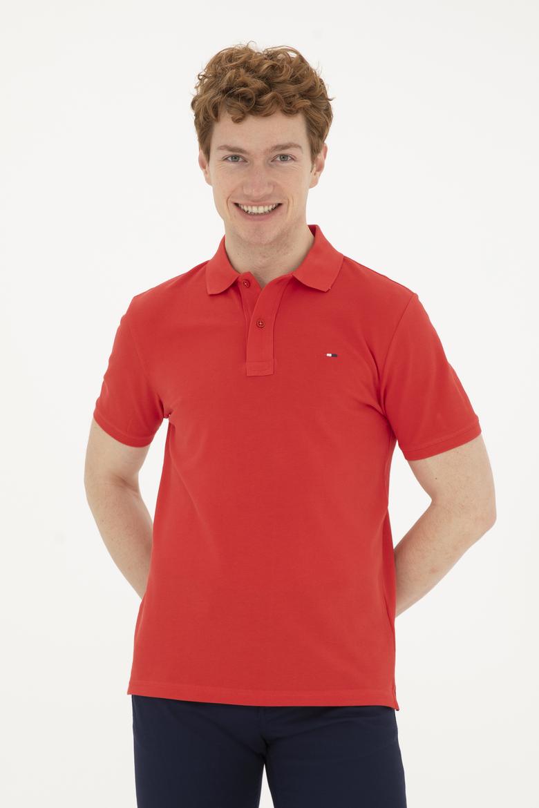 Erkek Kırmızı Basic Polo Yaka Tişört