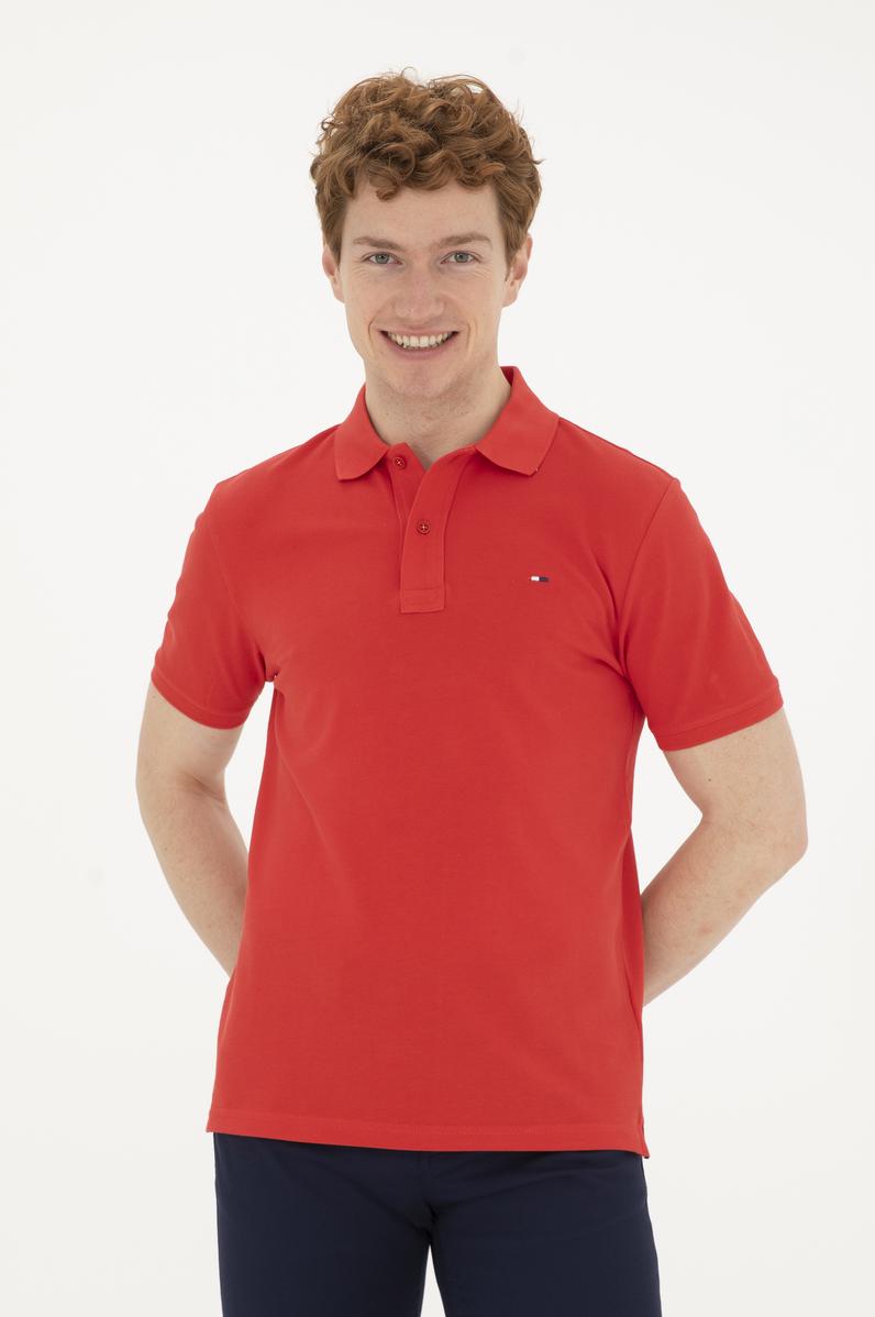Erkek Kırmızı Basic Polo Yaka Tişört