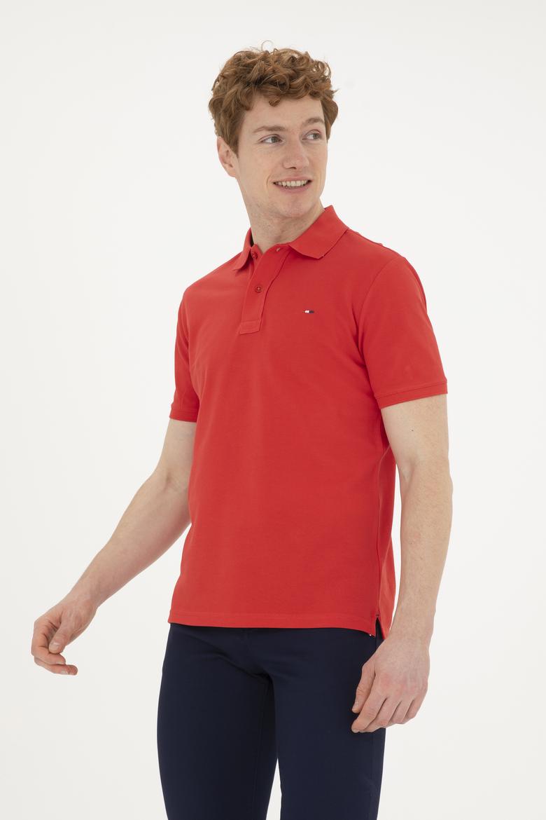Erkek Kırmızı Basic Polo Yaka Tişört - 50267011275