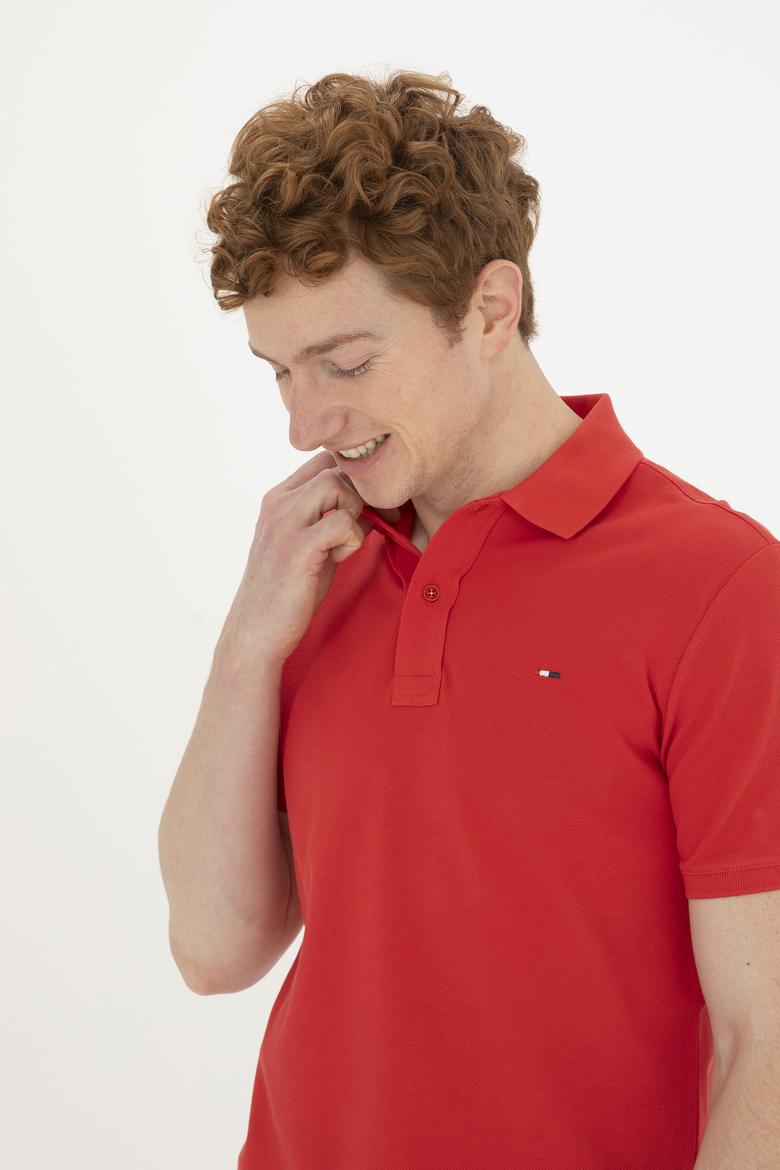 Erkek Kırmızı Basic Polo Yaka Tişört - 50267011275