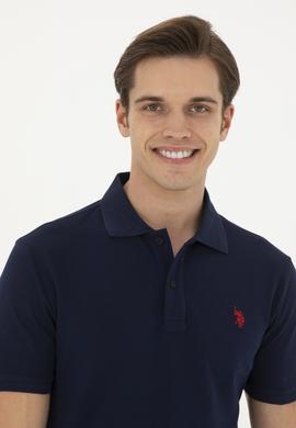 Erkek Slim Fit Polo Yaka Lacivert Basic Tişört - 50279573141