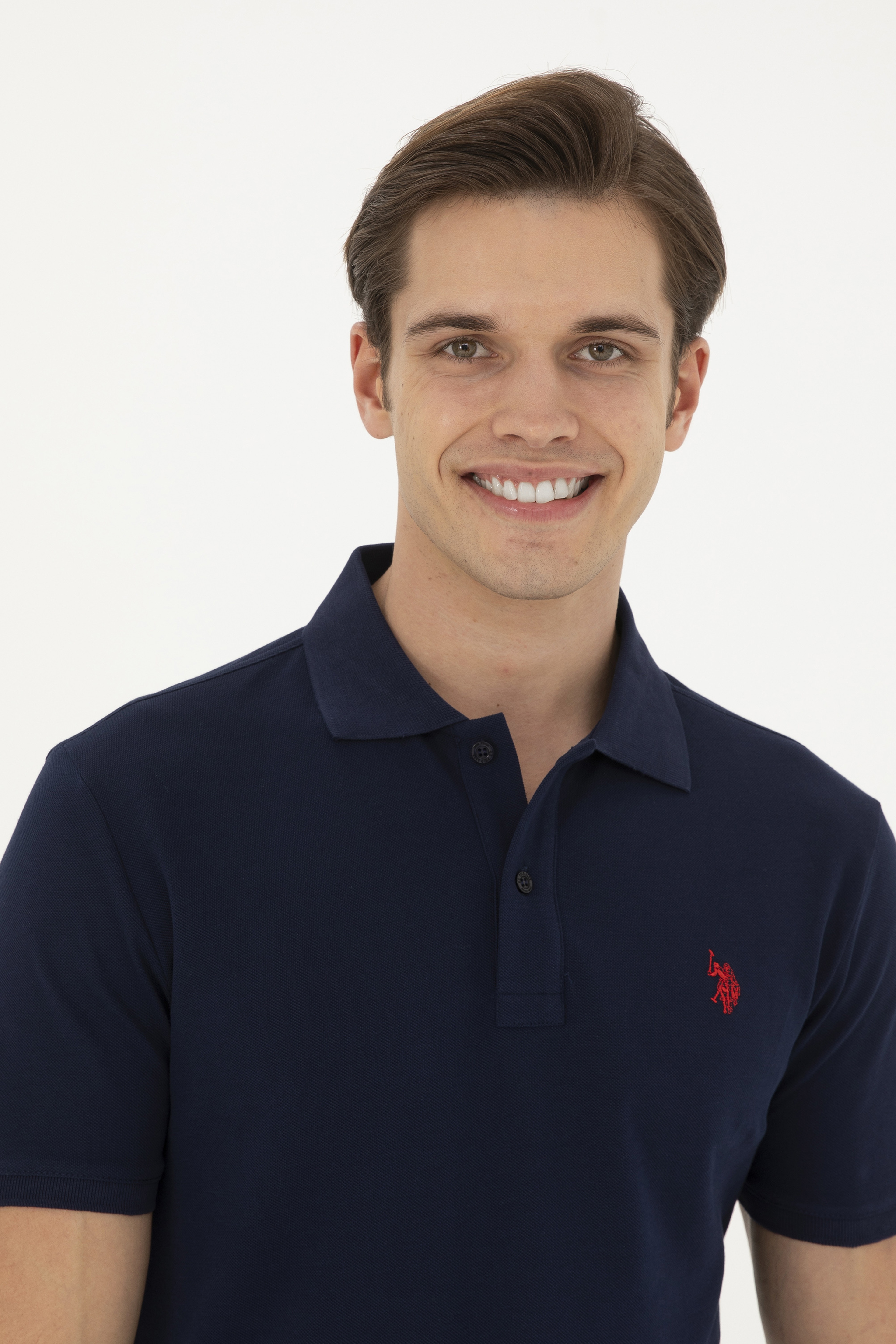 Erkek Slim Fit Polo Yaka Lacivert Basic Tişört