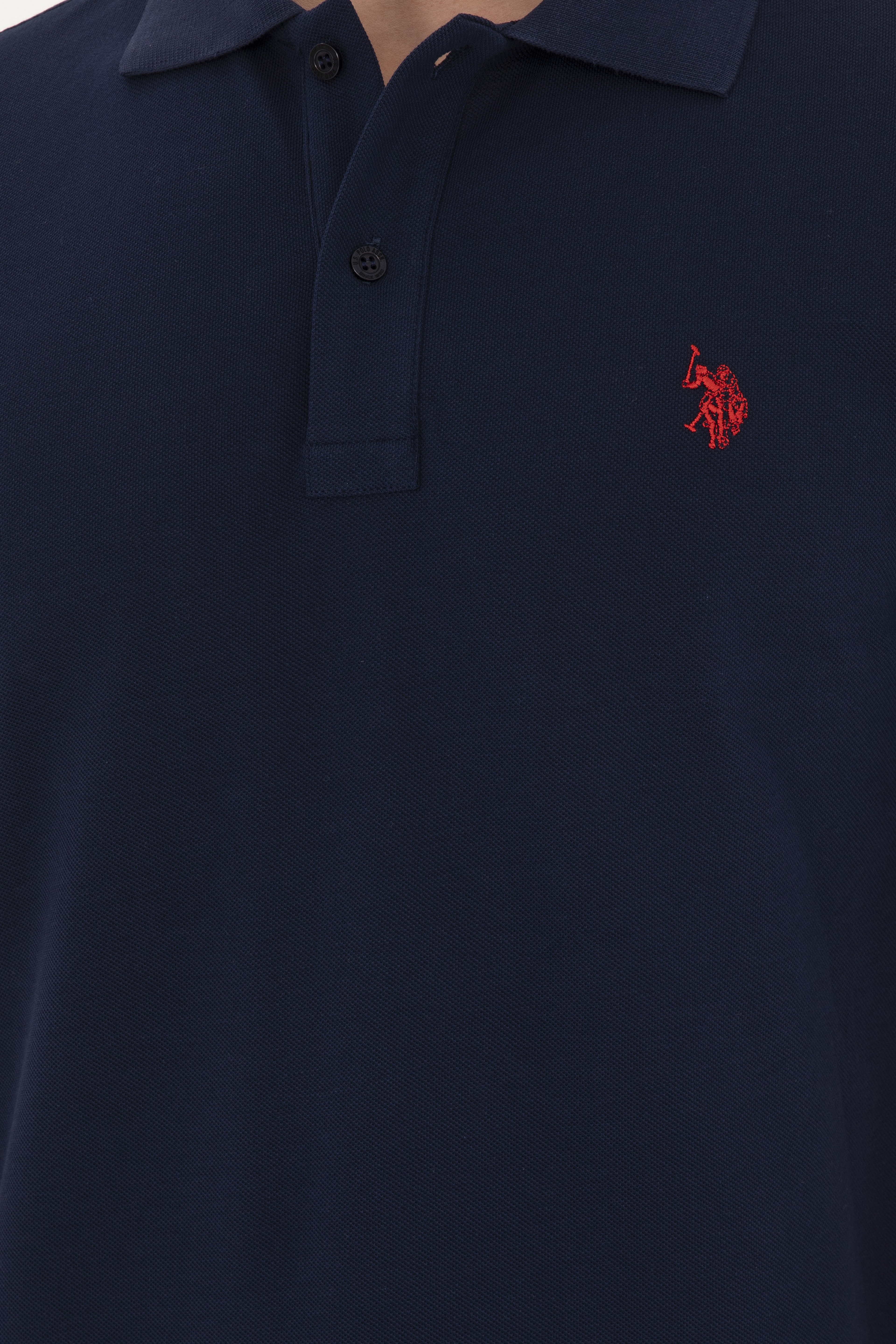 Erkek Slim Fit Polo Yaka Lacivert Basic Tişört - Image 7