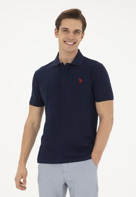 Erkek Slim Fit Polo Yaka Lacivert Basic Tişört - 50279573141