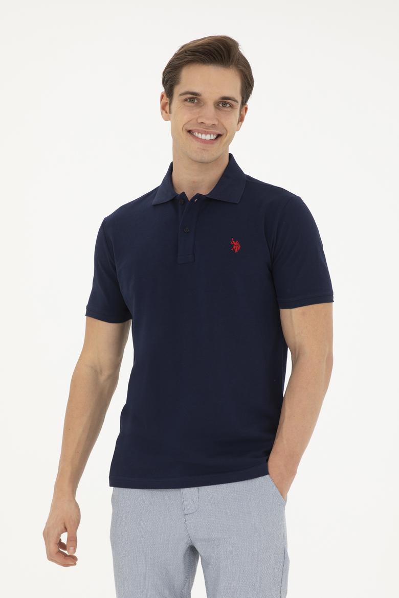 Erkek Slim Fit Polo Yaka Lacivert Basic Tişört - 50279573141
