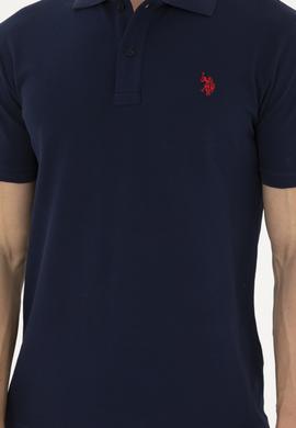 Erkek Slim Fit Polo Yaka Lacivert Basic Tişört - 50279573141