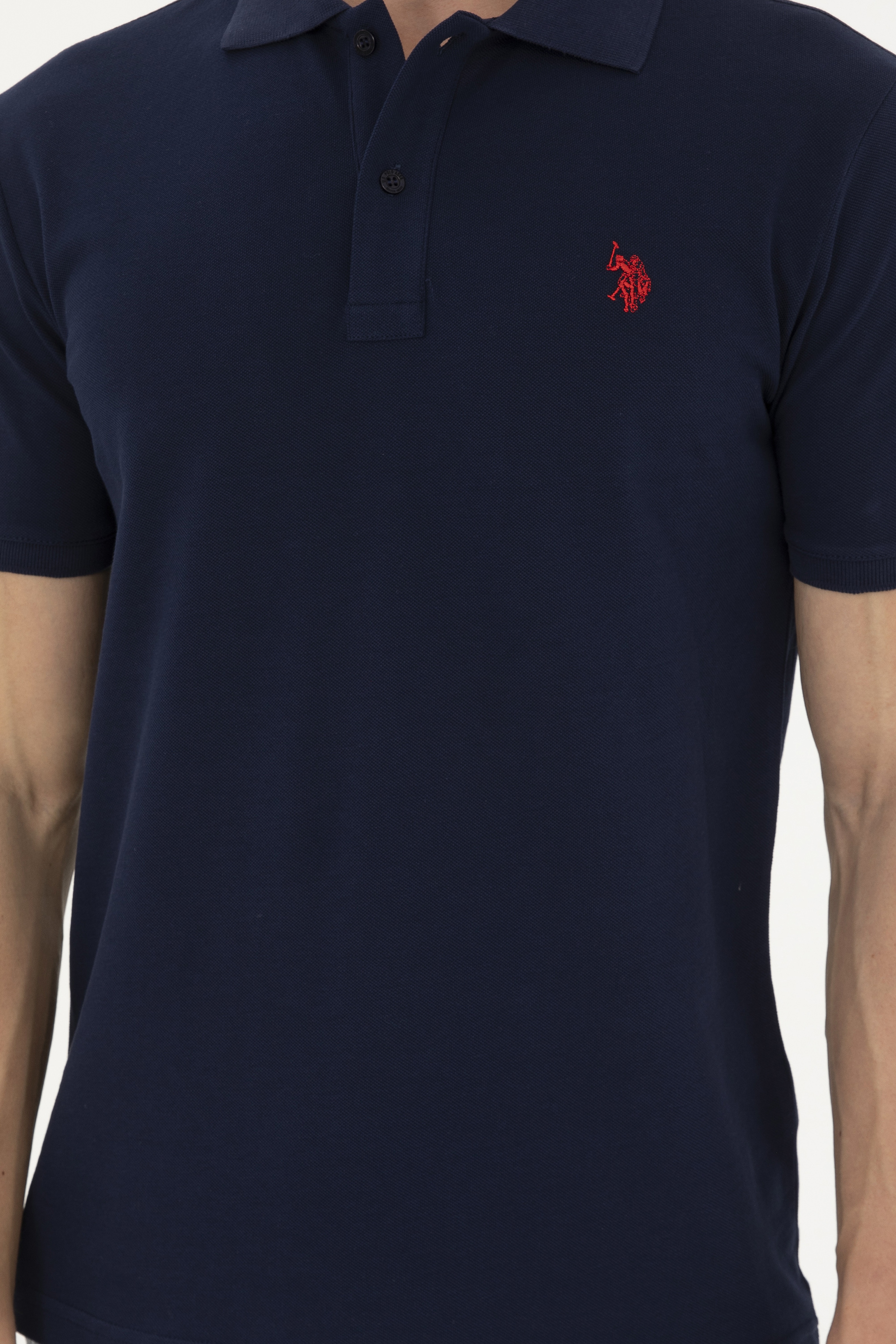 Erkek Slim Fit Polo Yaka Lacivert Basic Tişört