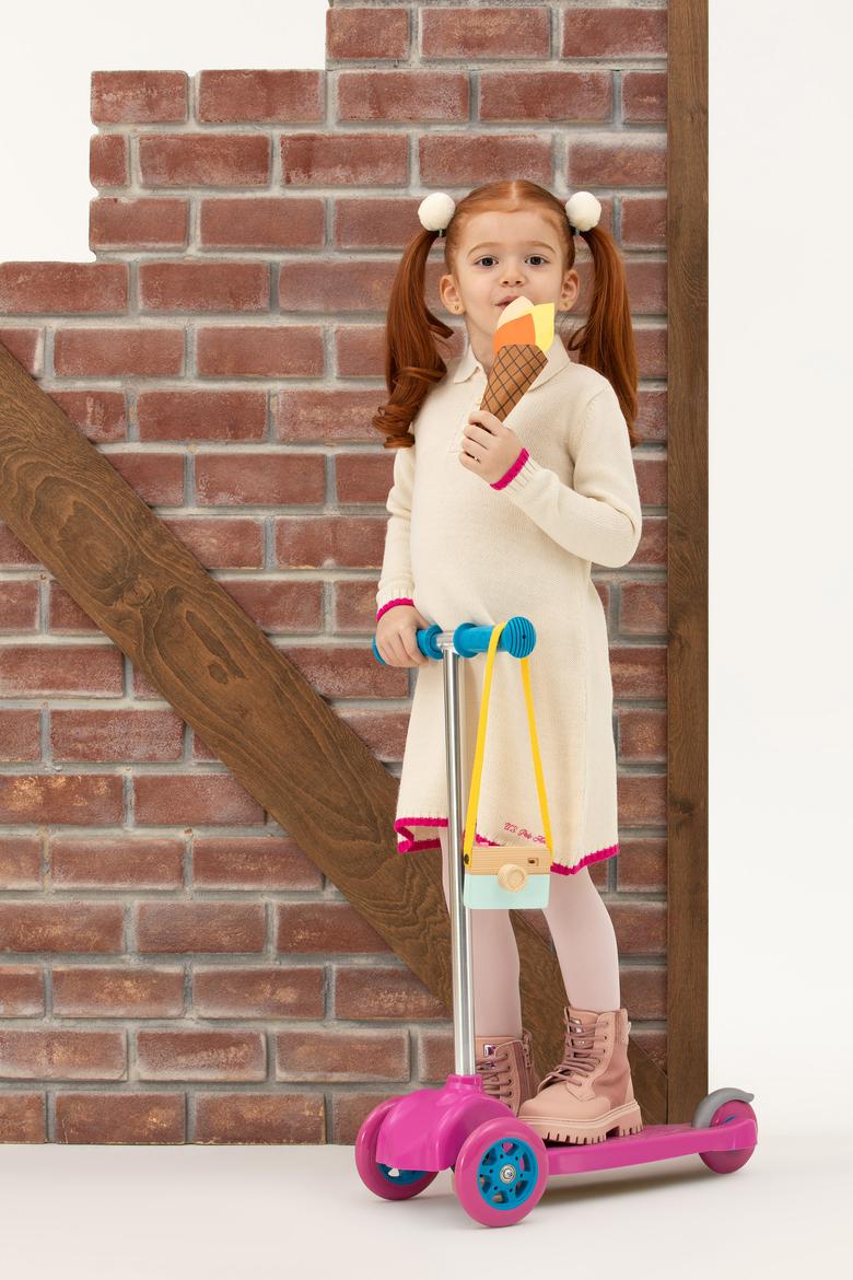 Kız Çocuk Krem Triko Elbise - 50276996001