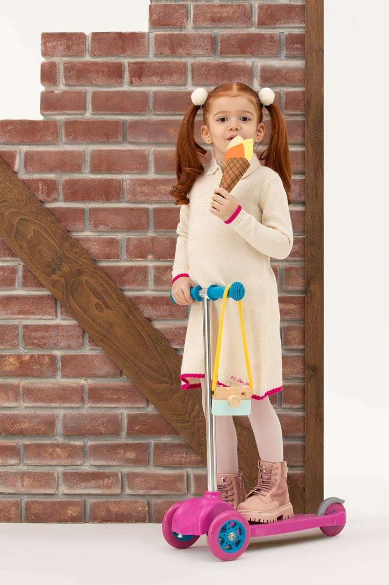 Kız Çocuk Krem Triko Elbise