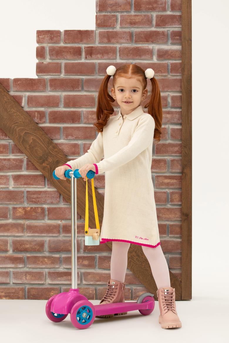 Kız Çocuk Krem Triko Elbise