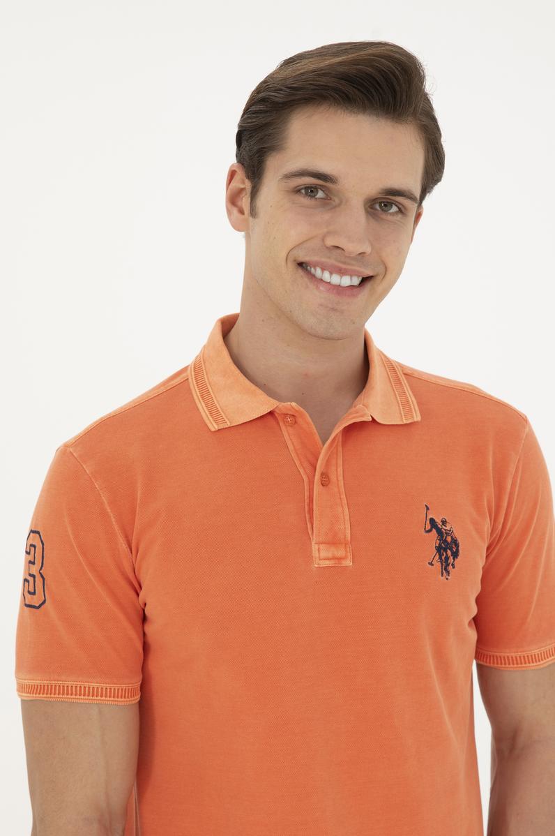 Erkek Turuncu Basic Polo Yaka Tişört