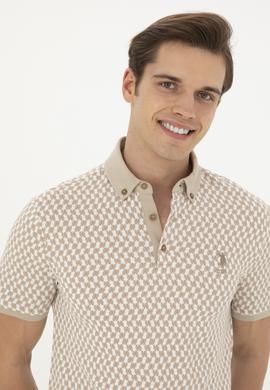 Erkek Slim Fit Polo Yaka Açık Haki Tişört - 50281512024