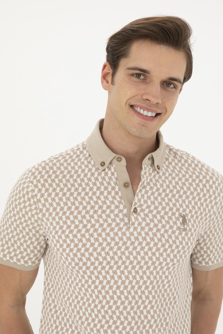 Erkek Slim Fit Polo Yaka Açık Haki Tişört - 50281512024