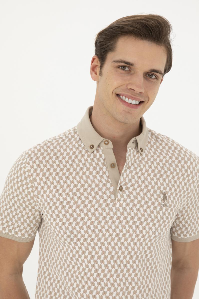 Erkek Slim Fit Polo Yaka Açık Haki Tişört