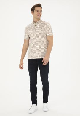 Erkek Slim Fit Polo Yaka Açık Haki Tişört - 50281512024