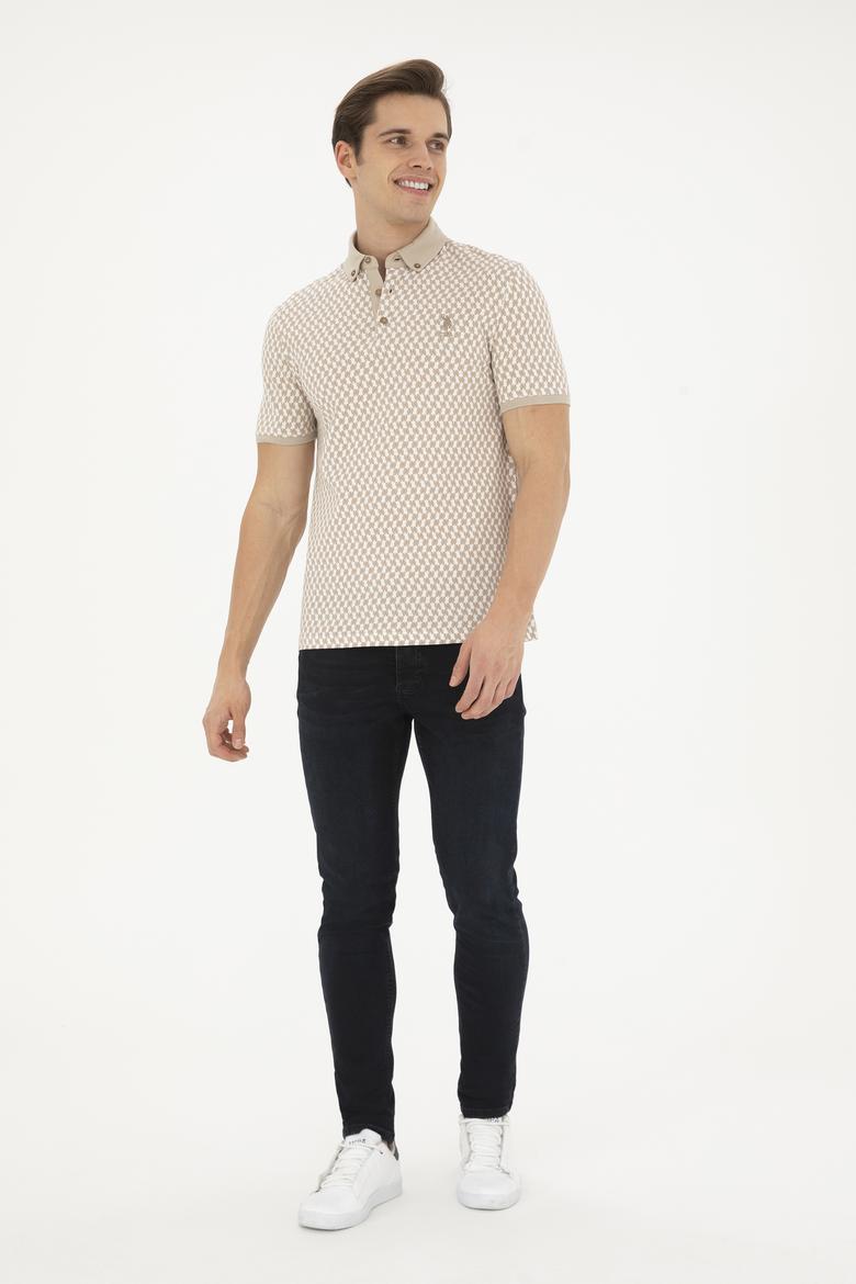 Erkek Slim Fit Polo Yaka Açık Haki Tişört - 50281512024