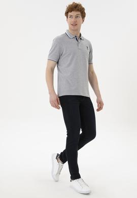 Erkek Gri Melanj Basic Tişört - 50284639133