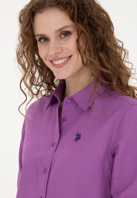 Kadın Mor Uzun Kollu Basic Gömlek - 50288851084