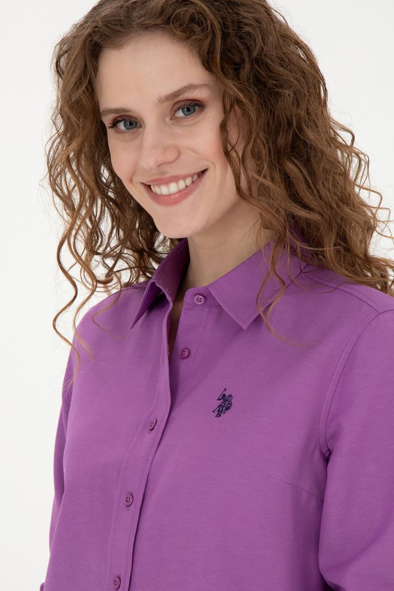 Kadın Mor Uzun Kollu Basic Gömlek - 50288851084