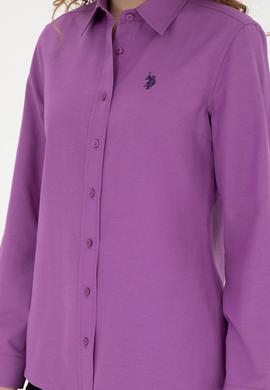 Kadın Mor Uzun Kollu Basic Gömlek - 50288851084