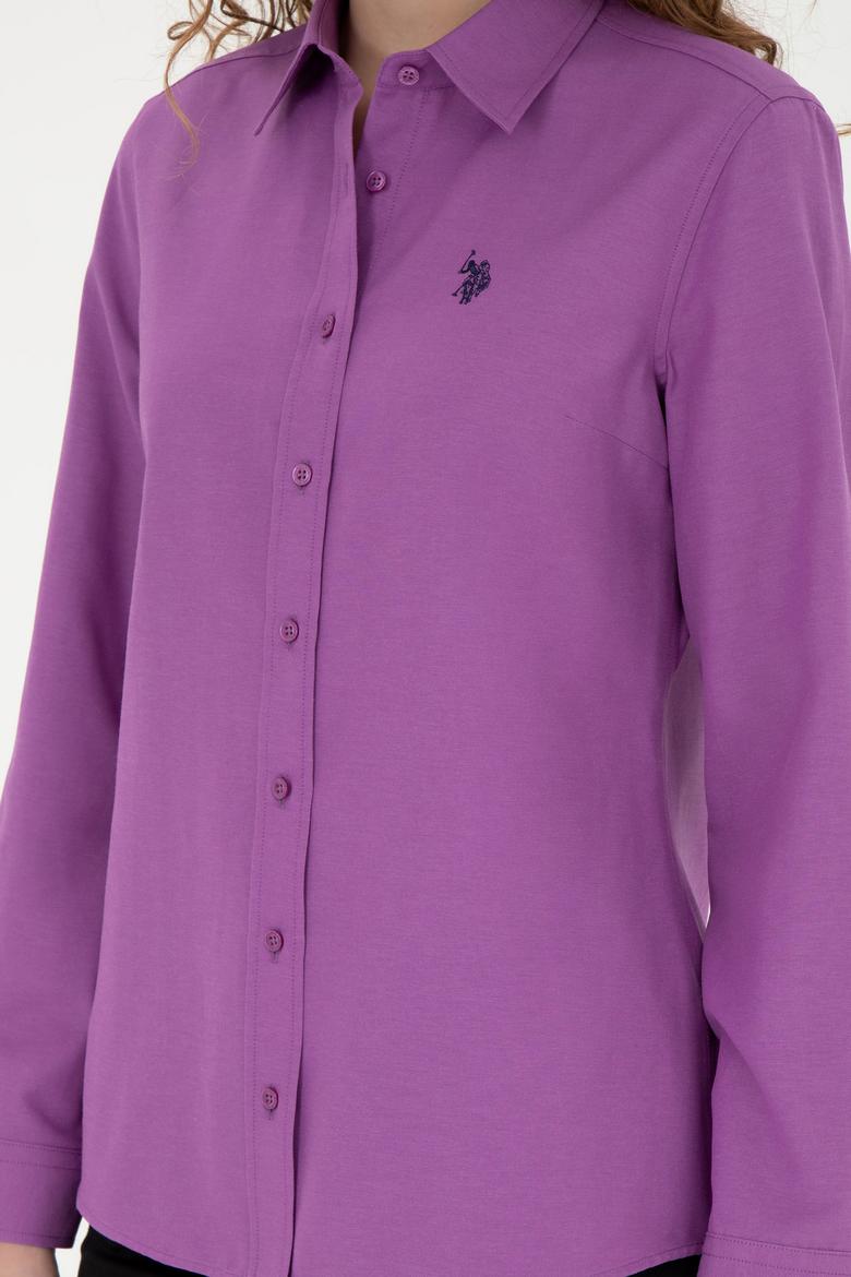 Kadın Mor Uzun Kollu Basic Gömlek - 50288851084