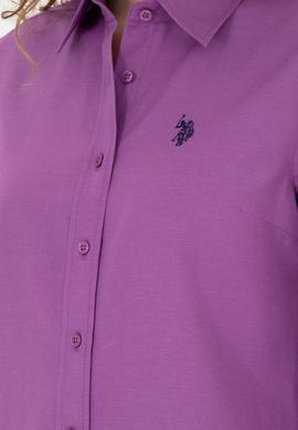 Kadın Mor Uzun Kollu Basic Gömlek - 50288851084