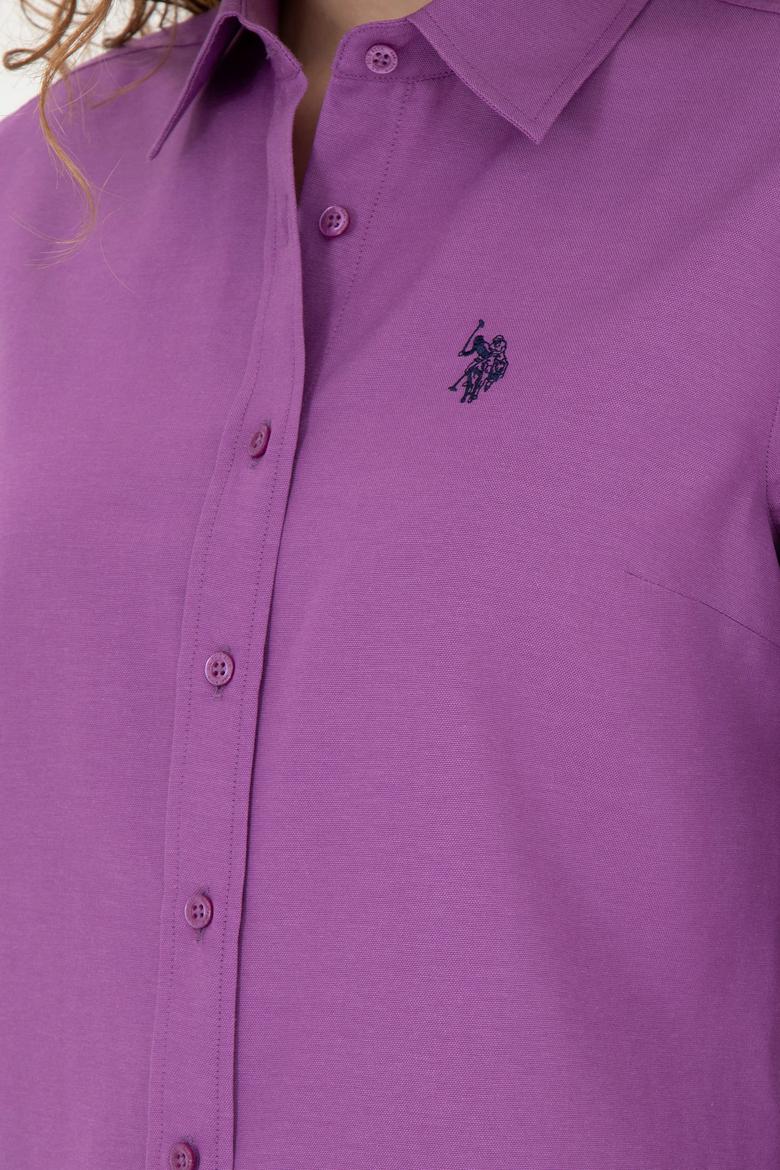 Kadın Mor Uzun Kollu Basic Gömlek - 50288851084