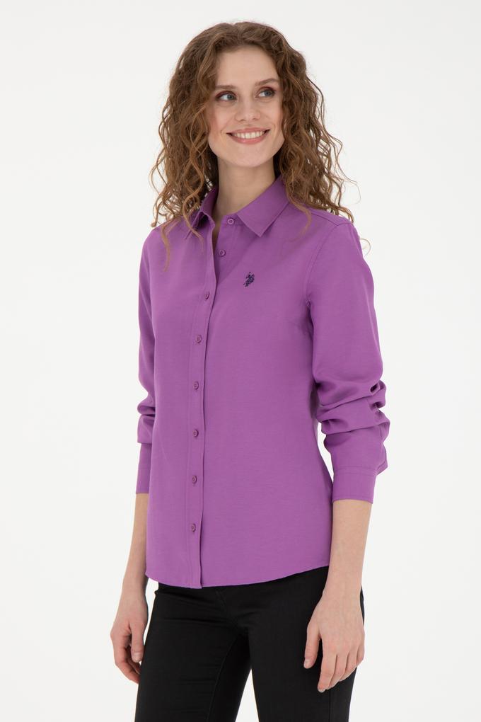 Kadın Mor Uzun Kollu Basic Gömlek