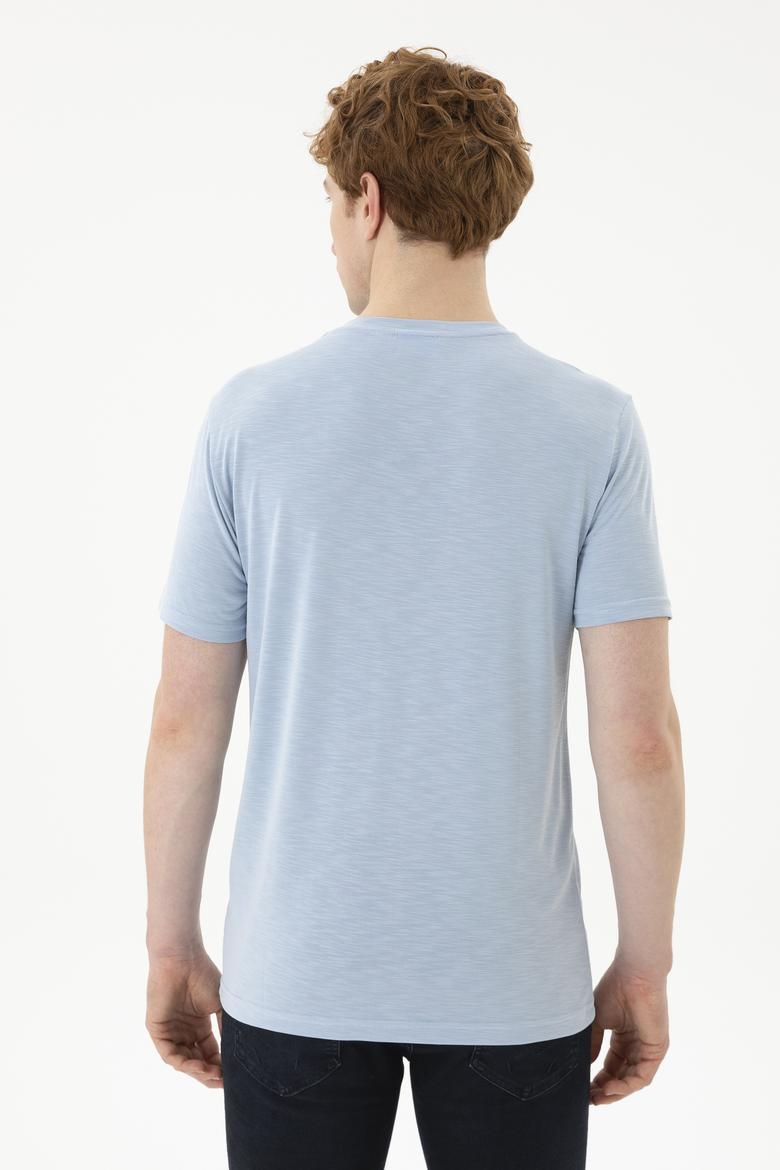 Erkek Açık Mavi Basic Tişört - 50285294027
