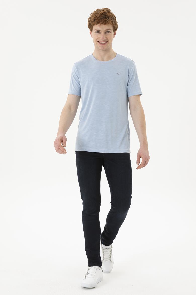 Erkek Açık Mavi Basic Tişört - 50285294027