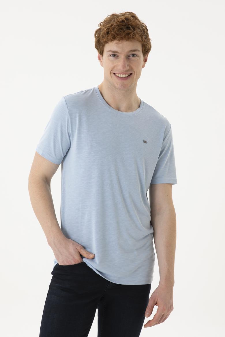 Erkek Açık Mavi Basic Tişört - 50285294027