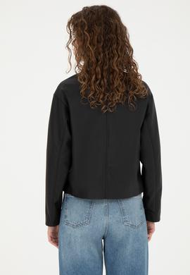 Kadın Siyah Deri Ceket - 50288622003